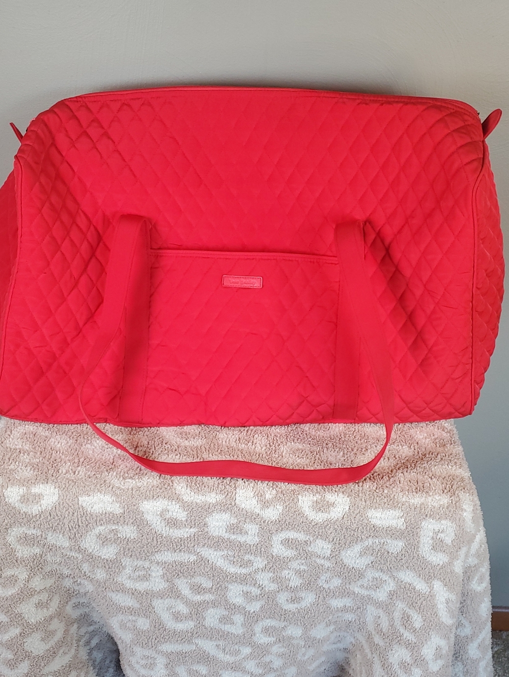 Large Vera Bradley Quilted Red Weekender Tote Bag